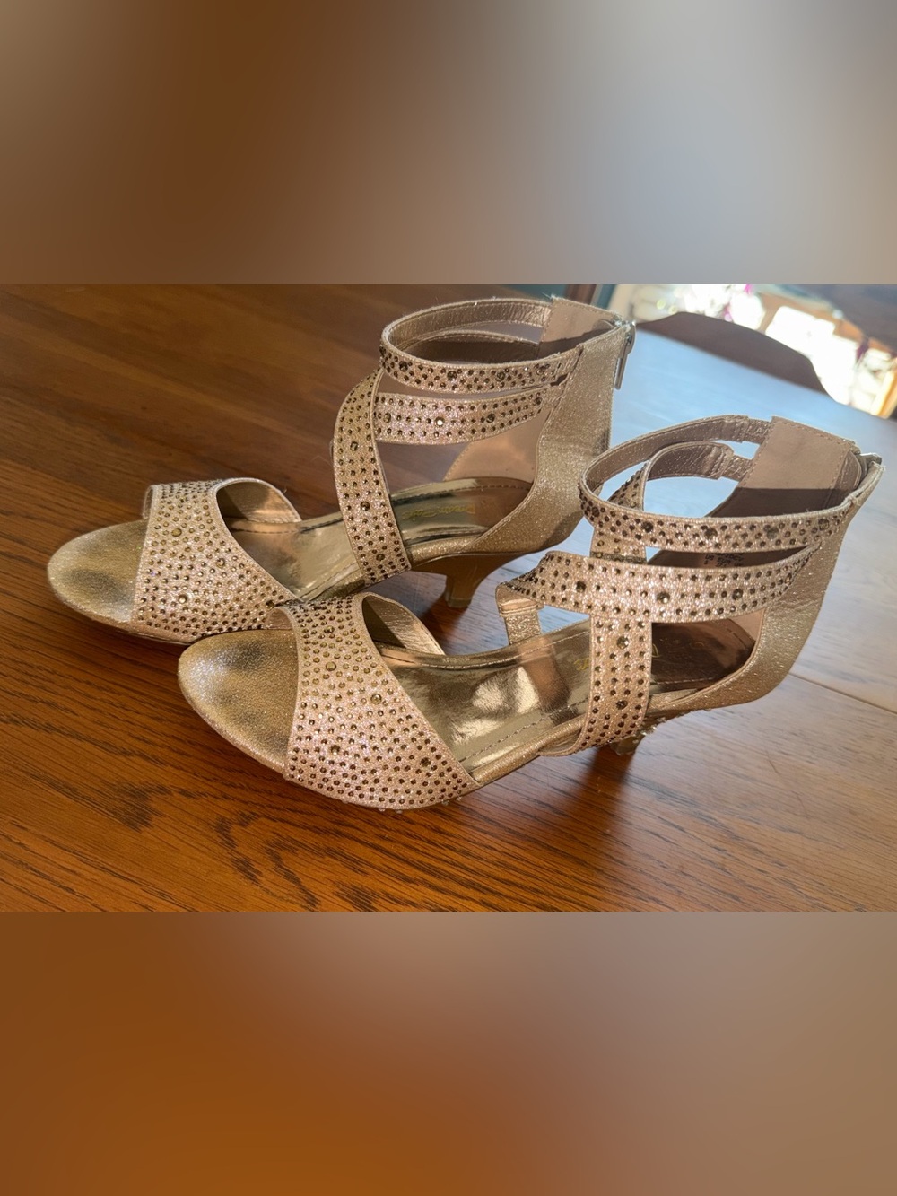 Womens size 5 Gold Strappy Embellished Dress Sandals - Picture 2 of 14
